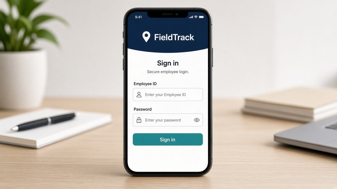 FieldTrack employee login with employee ID and password